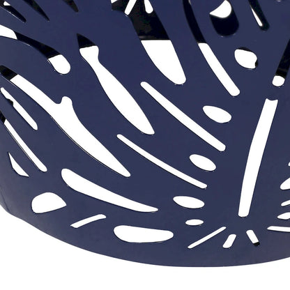 Steel Patio End Table, Round Side Table with Hollow Drum Design,Accent Table for Outdoor and Indoor Use