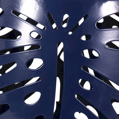 Steel Patio End Table, Round Side Table with Hollow Drum Design,Accent Table for Outdoor and Indoor Use