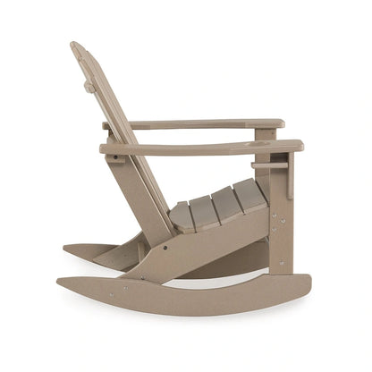 Sami 35 Inch Outdoor Rocking Chair, Slatted Design, Modern Brown Finish