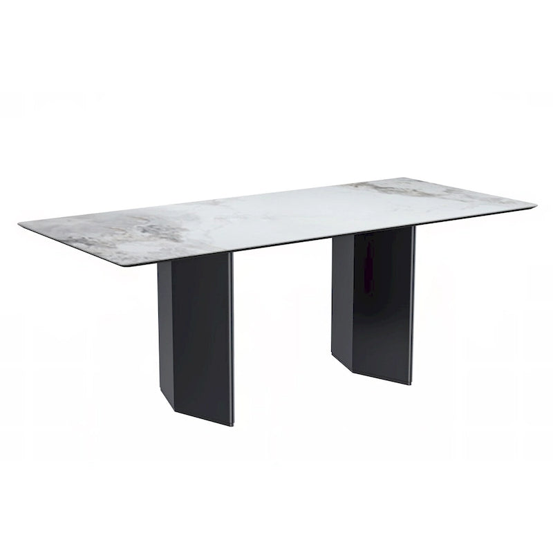 Lior Rectangular Dining Table with Glass/Sintered Stone Tabletop in Steel