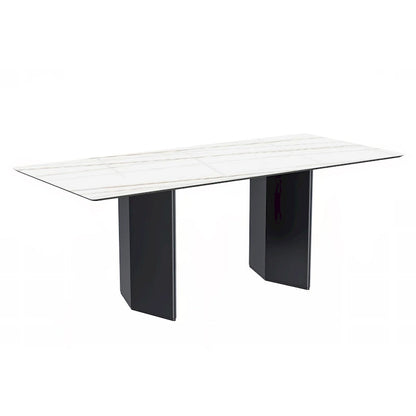 Lior Rectangular Dining Table with Glass/Sintered Stone Tabletop in Steel