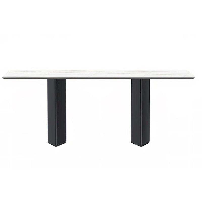 Lior Rectangular Dining Table with Glass/Sintered Stone Tabletop in Steel