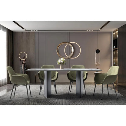 Lior Rectangular Dining Table with Glass/Sintered Stone Tabletop in Steel