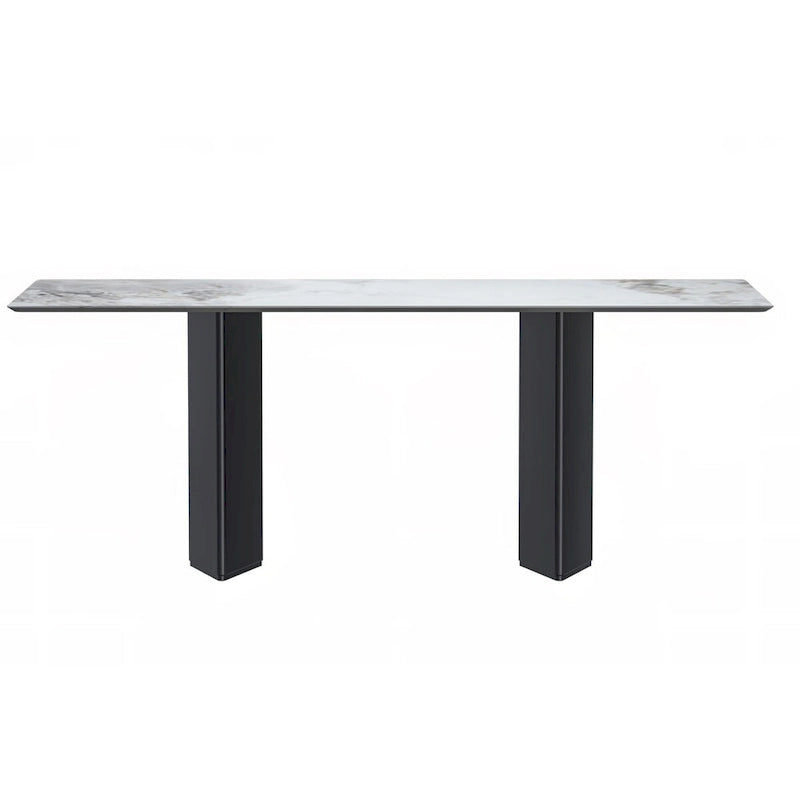 Lior Rectangular Dining Table with Glass/Sintered Stone Tabletop in Steel