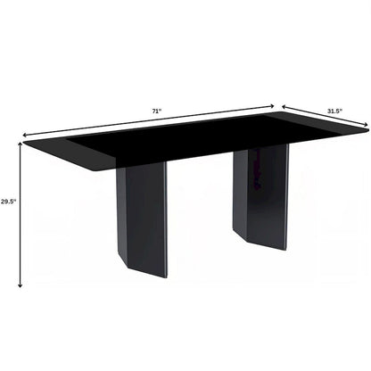 Lior Rectangular Dining Table with Glass/Sintered Stone Tabletop in Steel