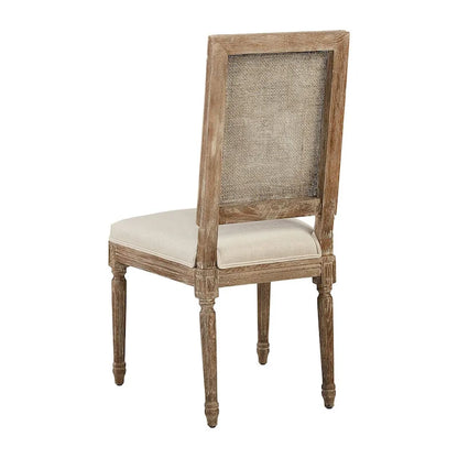 Linen and Cane Oak Dining Chair, Neutral