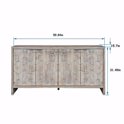 Farmhouse Style 4-Door Wooden Sideboard Buffet Cabinet