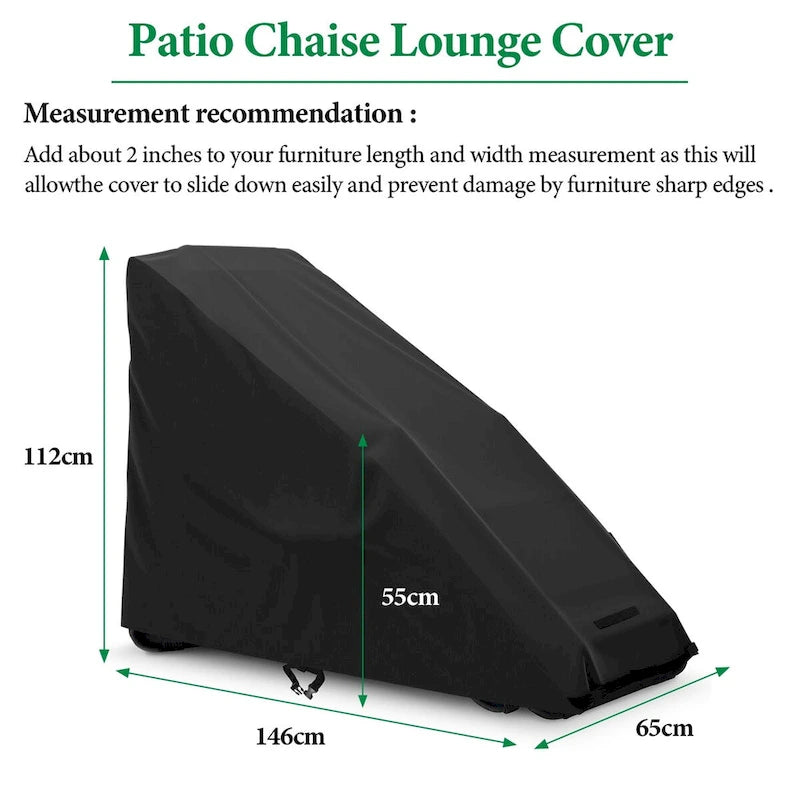 Collapsible Lounge Chair Cover - 400D Oxford Fabric with PU Coating, Waterproof & Dustproof, 58 L x 26 W x 44 H