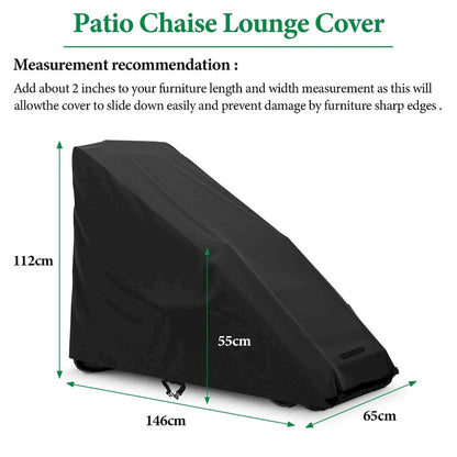 Collapsible Lounge Chair Cover - 400D Oxford Fabric with PU Coating, Waterproof & Dustproof, 58 L x 26 W x 44 H