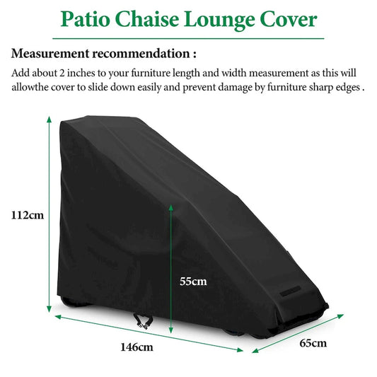 Collapsible Lounge Chair Cover - 400D Oxford Fabric with PU Coating, Waterproof & Dustproof, 58 L x 26 W x 44 H