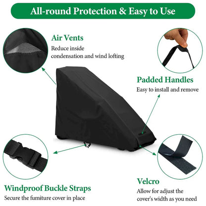 Collapsible Lounge Chair Cover - 400D Oxford Fabric with PU Coating, Waterproof & Dustproof, 58 L x 26 W x 44 H