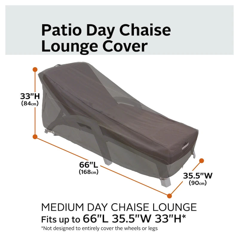 Classic Accessories Ravenna Water-Resistant 66 Inch Patio Day Chaise Lounge Cover