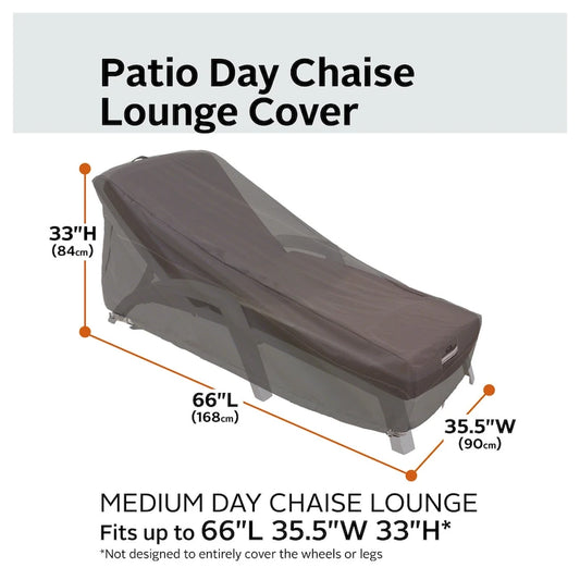 Classic Accessories Ravenna Water-Resistant 66 Inch Patio Day Chaise Lounge Cover