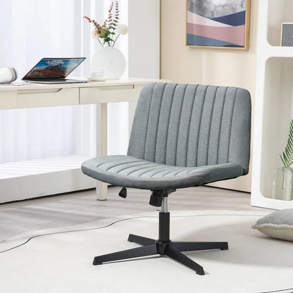 HOMCOM Wide Office Chair, Armless Office Desk Chair, Computer Fabric Vanity Chair with Adjustable Height
