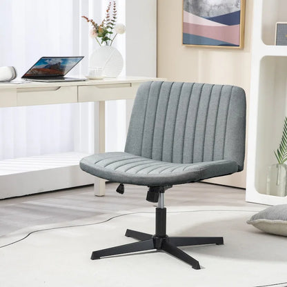 HOMCOM Wide Office Chair, Armless Office Desk Chair, Computer Fabric Vanity Chair with Adjustable Height