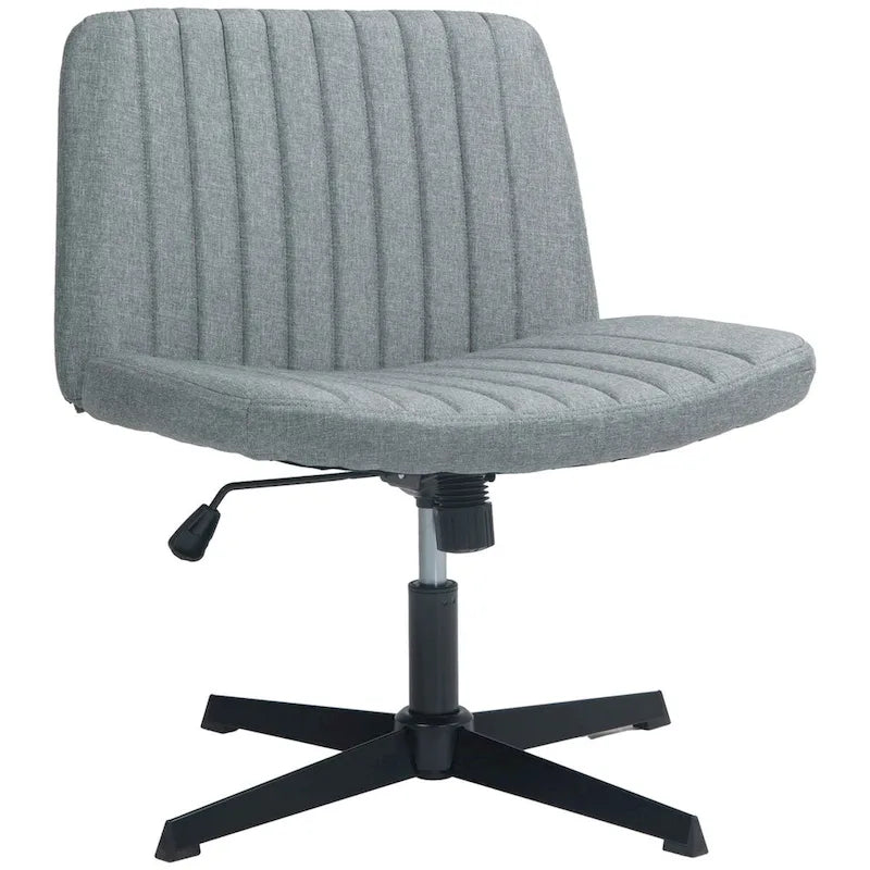 HOMCOM Wide Office Chair, Armless Office Desk Chair, Computer Fabric Vanity Chair with Adjustable Height
