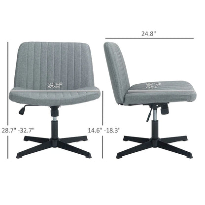 HOMCOM Wide Office Chair, Armless Office Desk Chair, Computer Fabric Vanity Chair with Adjustable Height