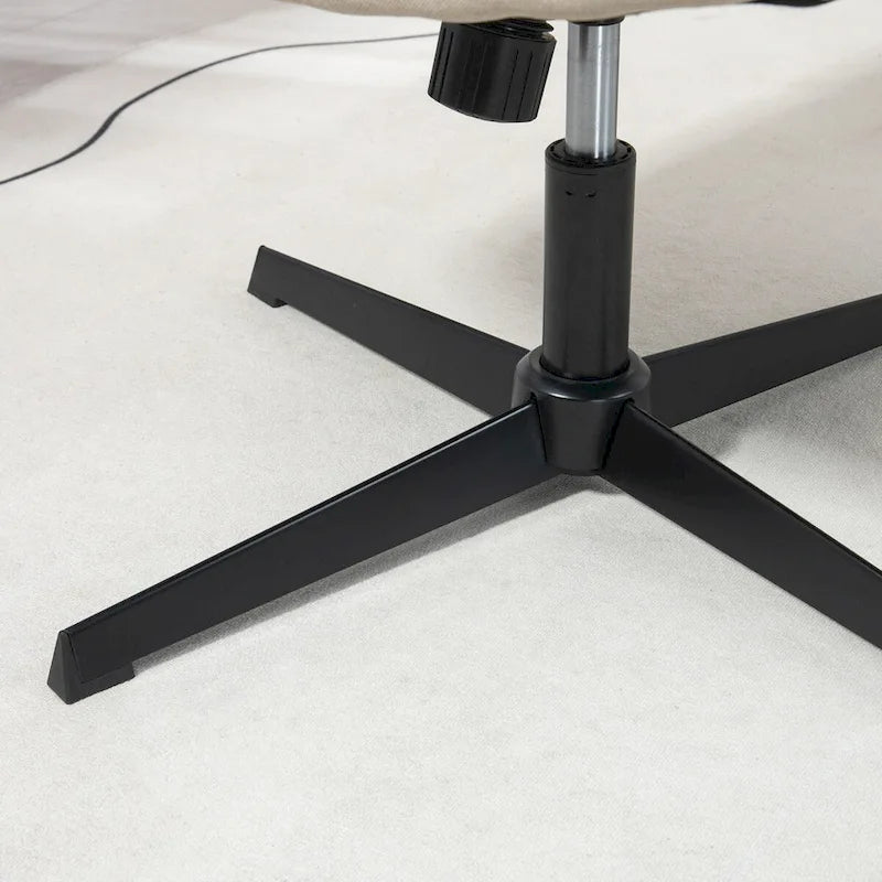 HOMCOM Wide Office Chair, Armless Office Desk Chair, Computer Fabric Vanity Chair with Adjustable Height