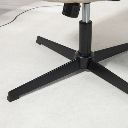 HOMCOM Wide Office Chair, Armless Office Desk Chair, Computer Fabric Vanity Chair with Adjustable Height