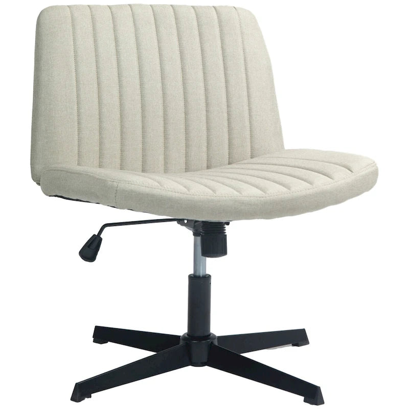 HOMCOM Wide Office Chair, Armless Office Desk Chair, Computer Fabric Vanity Chair with Adjustable Height