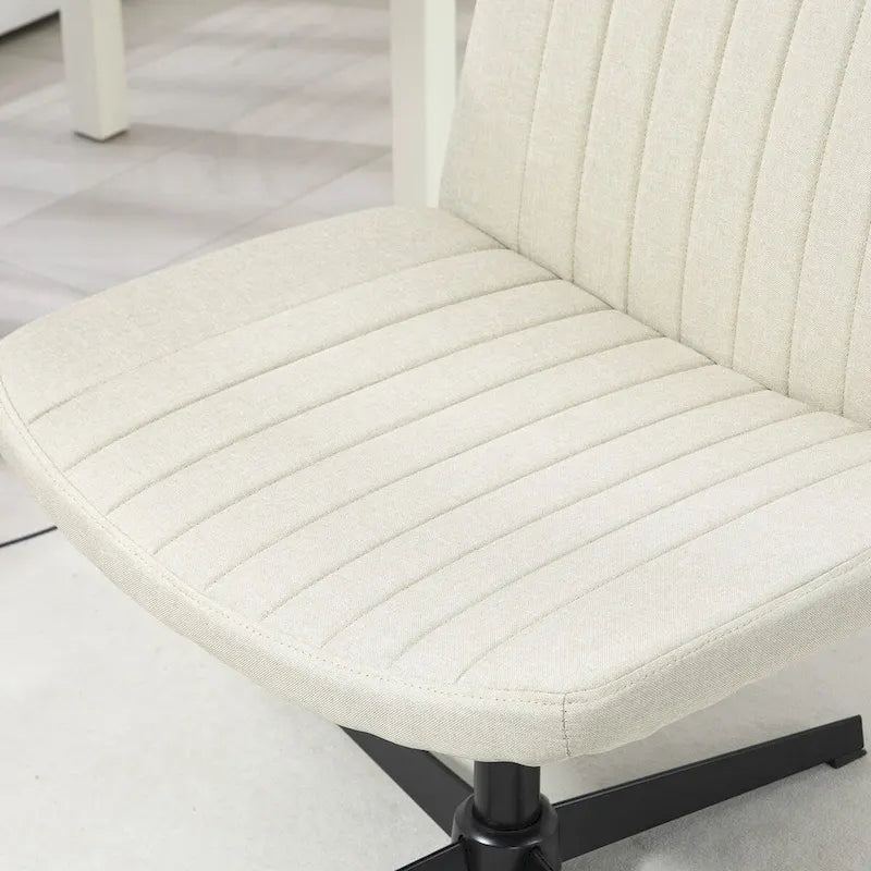 HOMCOM Wide Office Chair, Armless Office Desk Chair, Computer Fabric Vanity Chair with Adjustable Height