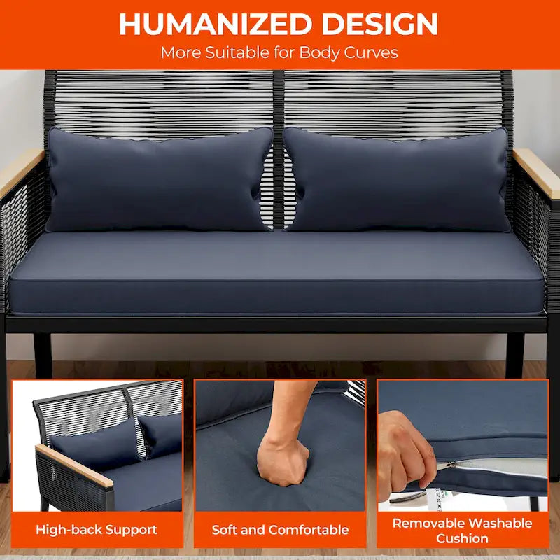 Moasis Wicker Patio Loveseat - 28.3 L x 23.6 W x 37.4 H