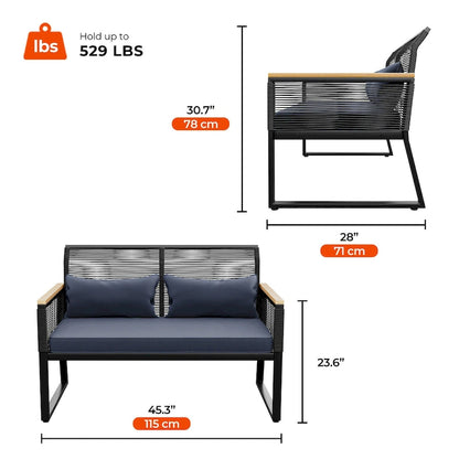 Moasis Wicker Patio Loveseat - 28.3 L x 23.6 W x 37.4 H