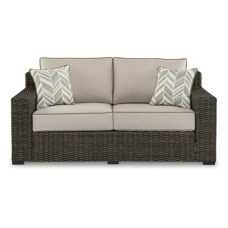 Signature Design by Ashley Coastline Bay Brown Outdoor Loveseat with Cushion - 71  W x 36  D x 36  H