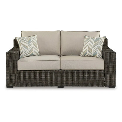 Signature Design by Ashley Coastline Bay Brown Outdoor Loveseat with Cushion - 71  W x 36  D x 36  H
