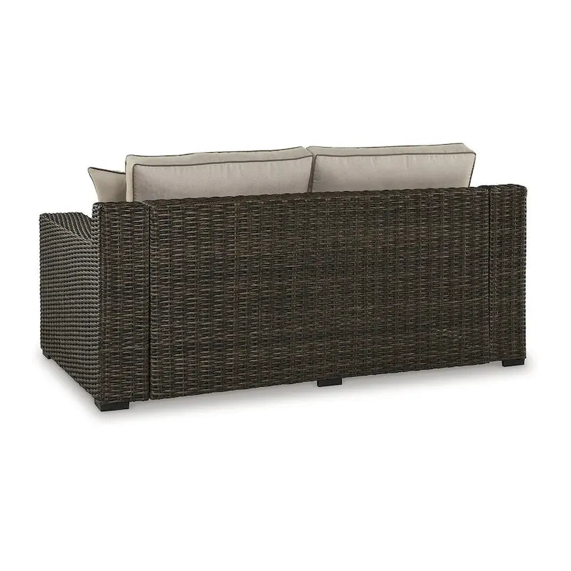 Signature Design by Ashley Coastline Bay Brown Outdoor Loveseat with Cushion - 71  W x 36  D x 36  H