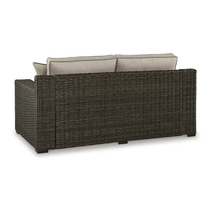 Signature Design by Ashley Coastline Bay Brown Outdoor Loveseat with Cushion - 71  W x 36  D x 36  H