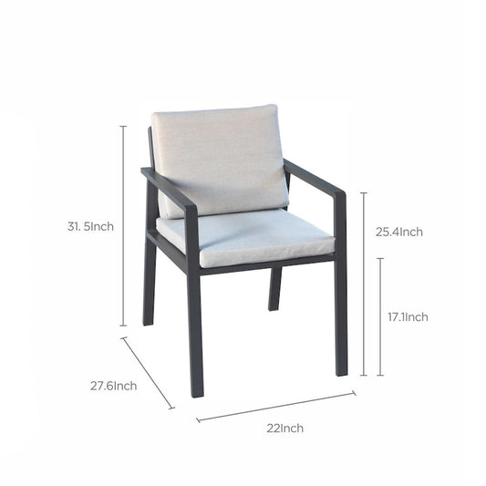 HIGOLD 3801 Nofi Patio Furniture, Outdoor Aluminum Patio Dining Chair with Cushion, Set of 2