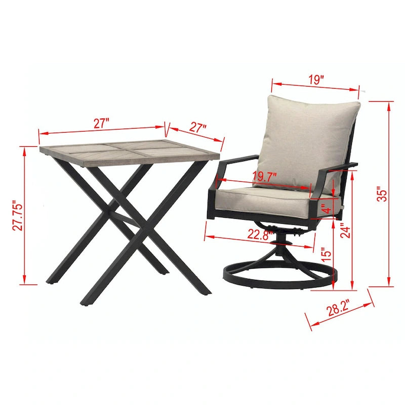 Silver Spring 3 Piece Outdoor Patio Bistro Set