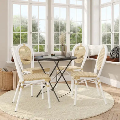 4 Pack All-Weather Commercial Paris Chairs with Metal Frames - N/A