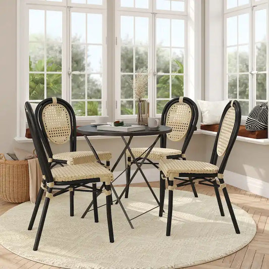 4 Pack All-Weather Commercial Paris Chairs with Metal Frames - N/A