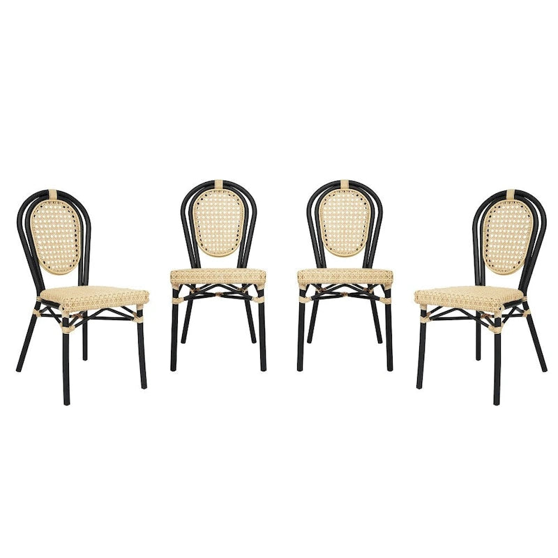 4 Pack All-Weather Commercial Paris Chairs with Metal Frames - N/A