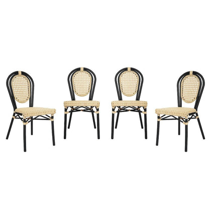 4 Pack All-Weather Commercial Paris Chairs with Metal Frames - N/A