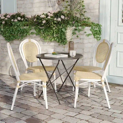 4 Pack All-Weather Commercial Paris Chairs with Metal Frames - N/A