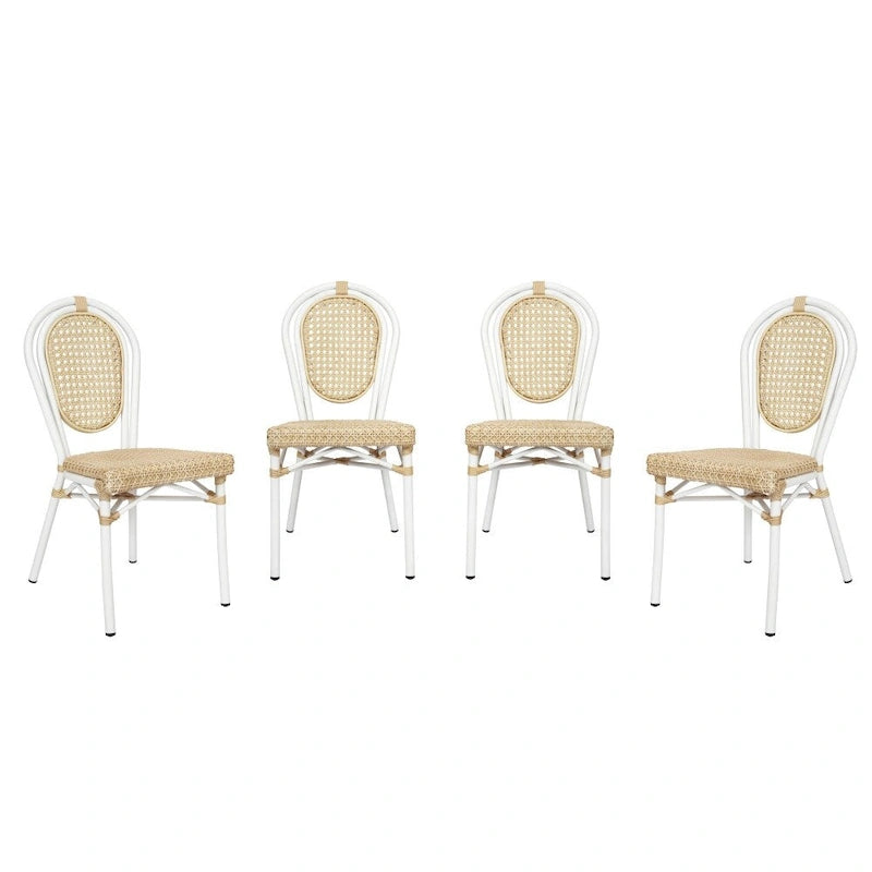 4 Pack All-Weather Commercial Paris Chairs with Metal Frames - N/A