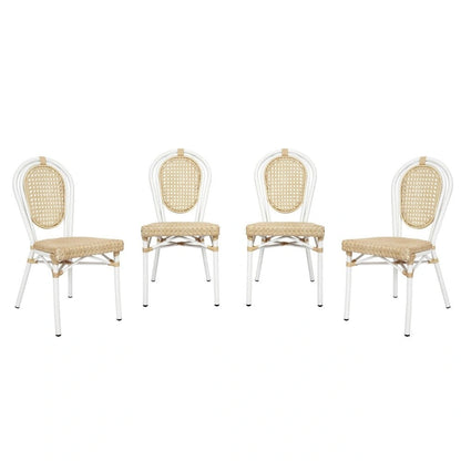 4 Pack All-Weather Commercial Paris Chairs with Metal Frames - N/A
