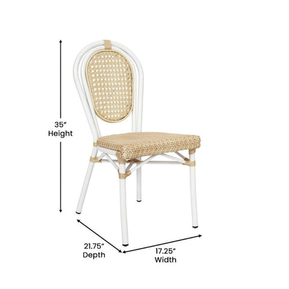 4 Pack All-Weather Commercial Paris Chairs with Metal Frames - N/A