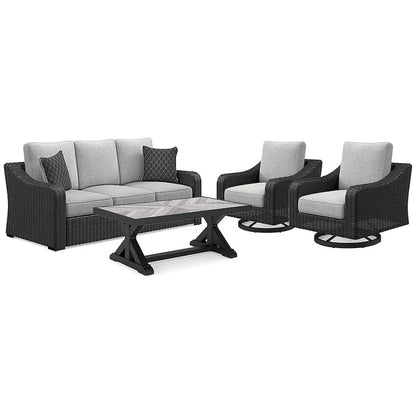 Signature Design by Ashley Beachcroft Outdoor Sofa and 2 Chairs with Coffee Table