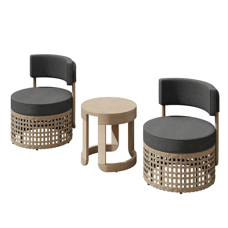 Corvus Donges 3-piece Outdoor Wicker Conversation Set