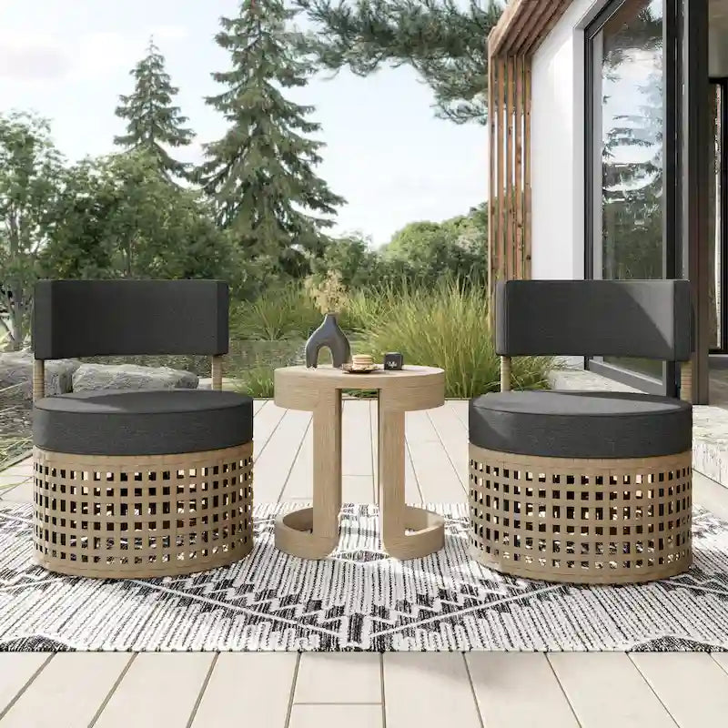 Corvus Donges 3-piece Outdoor Wicker Conversation Set