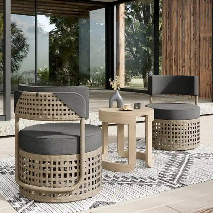 Corvus Donges 3-piece Outdoor Wicker Conversation Set