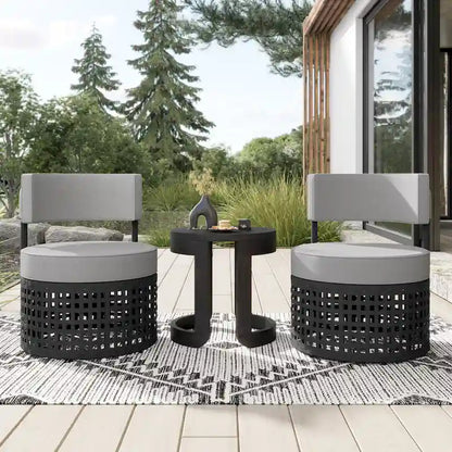 Corvus Donges 3-piece Outdoor Wicker Conversation Set