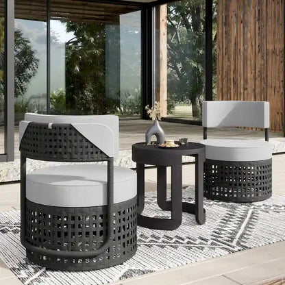 Corvus Donges 3-piece Outdoor Wicker Conversation Set