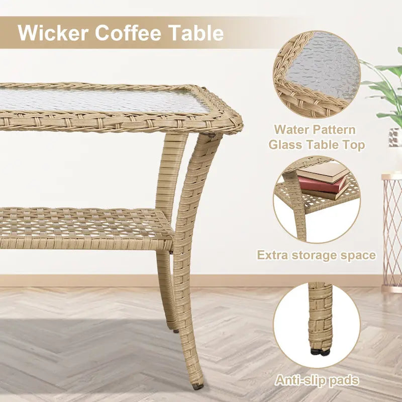 Patio Furniture Wicker Love-seat Sofa - Yellow