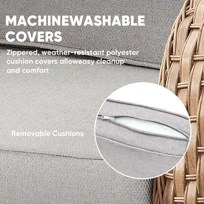 Patio Furniture Wicker Love-seat Sofa - Yellow