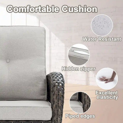 Loveseat with Coffee Table, Rocking Chair set - Brown